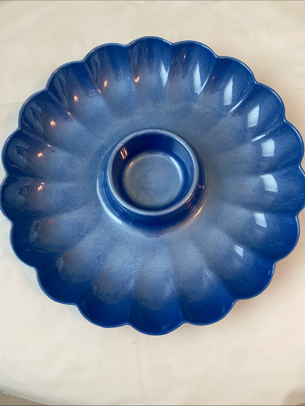 🦩Blue Scalloped melamine chip & Dip Serving Platter🦩